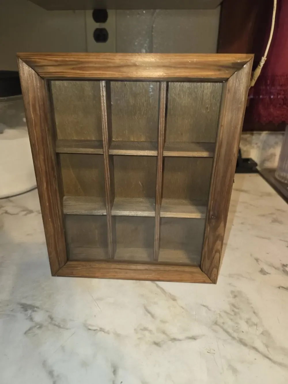 Vtg 1970's Wood Wall Display Case Shadowbox W/ Glass Front Miniatures Heritage